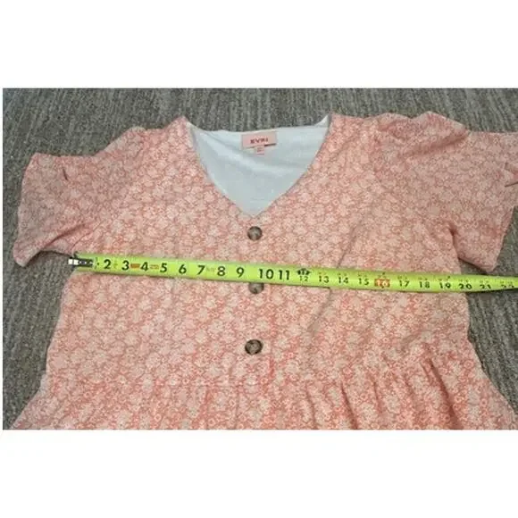 Evri Women’s Peach & White Flared Lined Dress Woman Size 0X Or 14W Lined - Picture 3 of 5